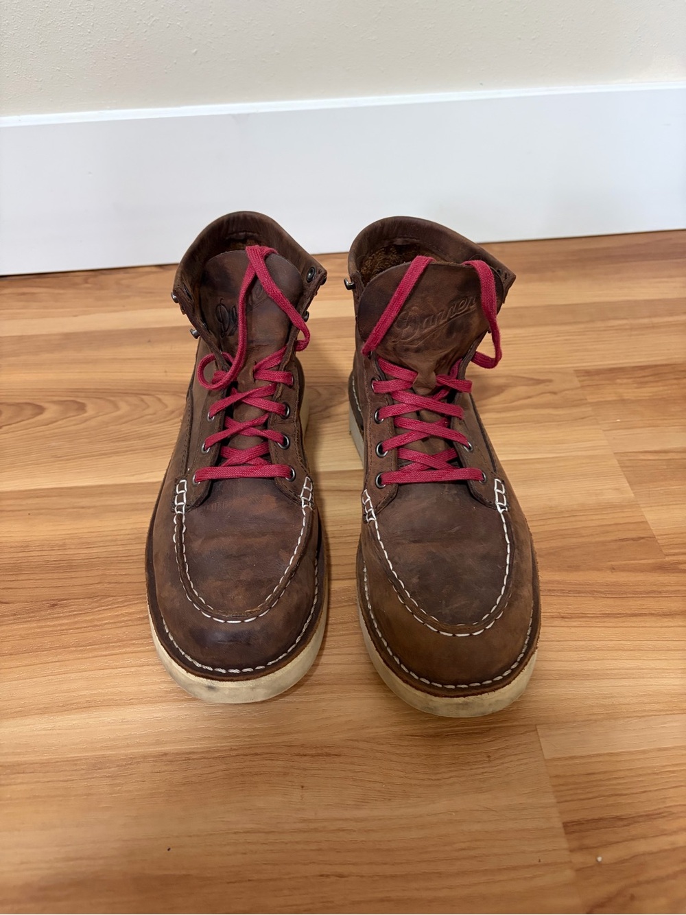 Danner Brown Leather Moc Toe Boot with Red Laces - Picture 4 of 6